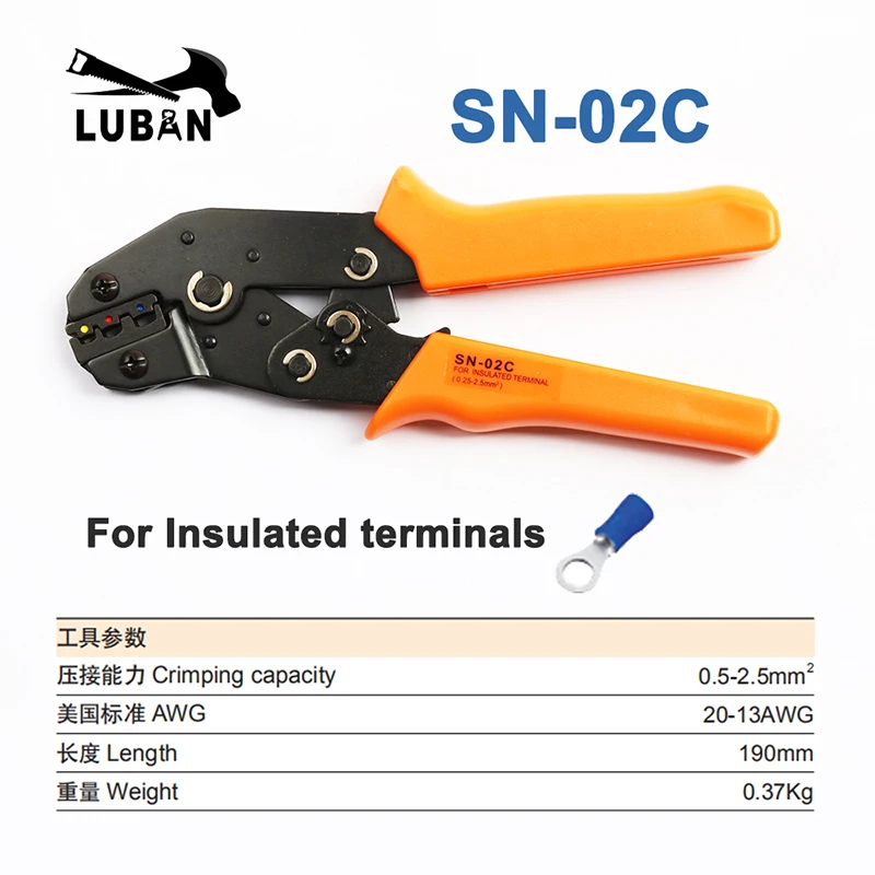 LUBAN SN-01C SN-02C SN-0725 MINI EUROP Phong Cách Dụng Cụ Đóng Đnh Uốn Kìm 0.25-2.5mm2 Nhiều Công Cụ Dụng Cụ Tay