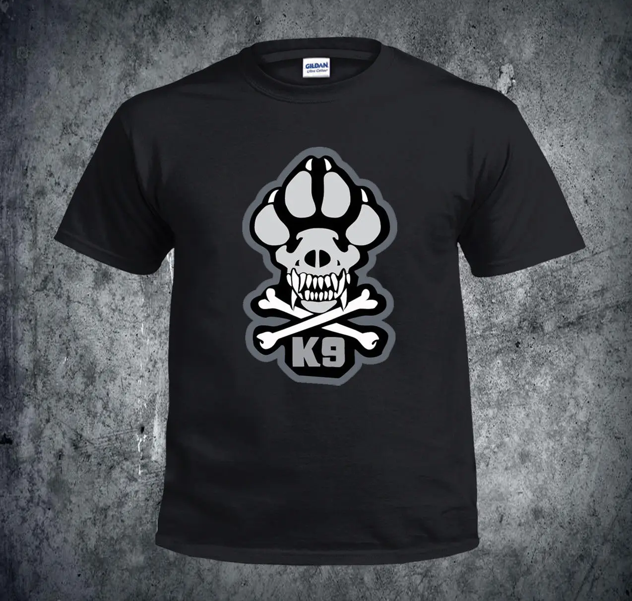 2019 Summer Fashion Hot Sale Men O-Neck T Shirt  Inspired Black T Shirt K9 Skull & Crossbones, Mens Short Sleeve Design T Shirt