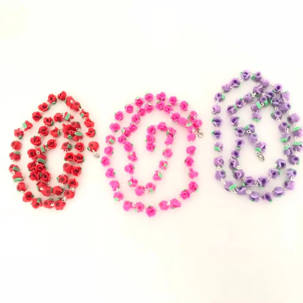 

28 inch long Soft Polymer Clay Beads chain with Lobster clasp at the end