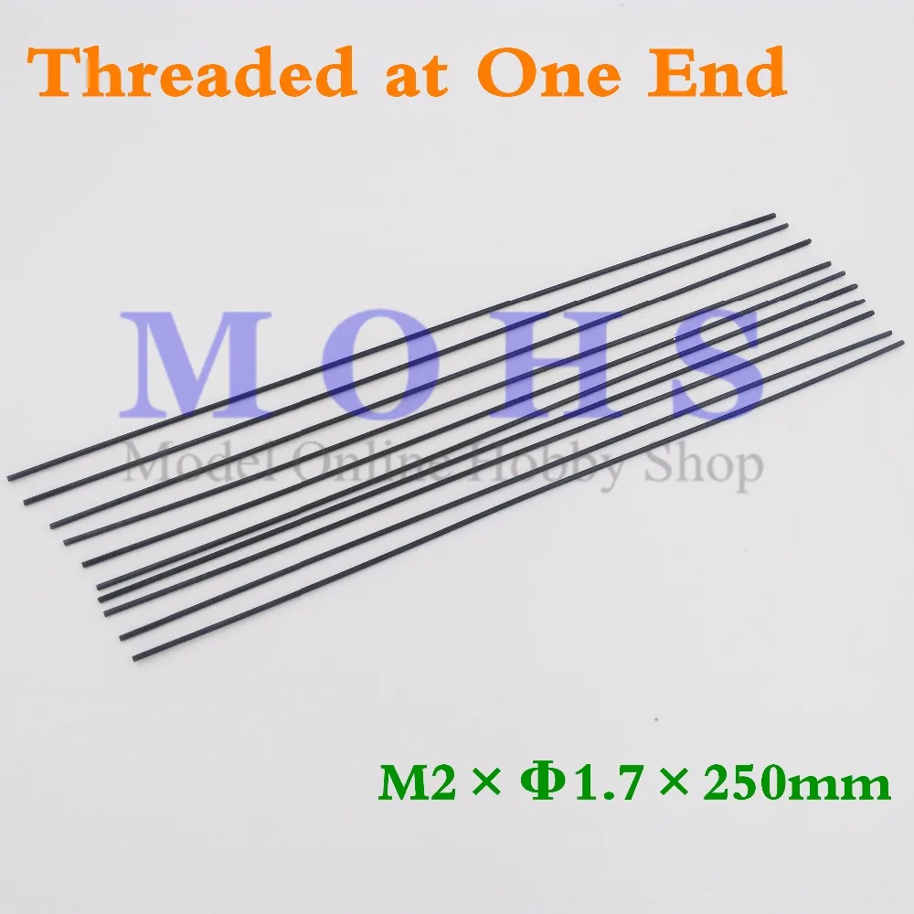 10pcs/20pcs threaded at one end  D1.7mm M2 push rod  steel wire push pull rod pushrod  rc aircraft  pull push connecting rod