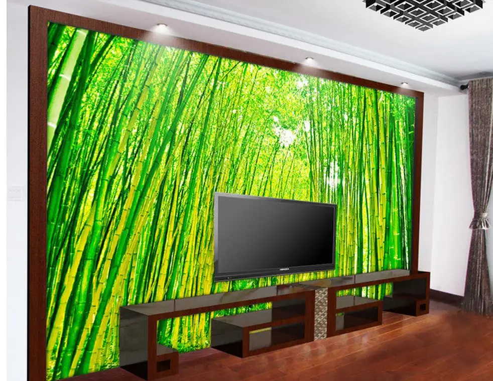 

3d wallpaper for room Green bamboo background wall photo 3d wallpaper modern living room wallpapers