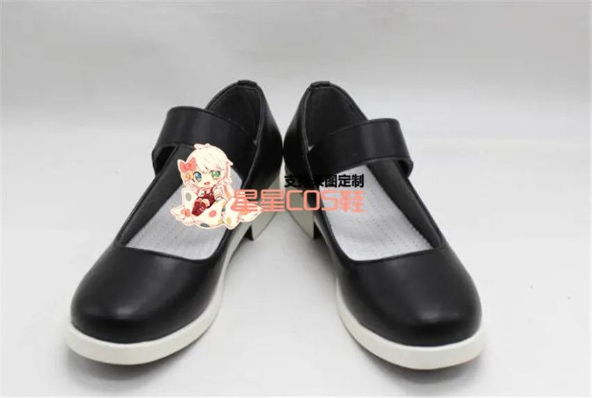 Tsukiuta The Animation Tendouin Tsubaki Girls Black Cosplay Shoes Boots X002