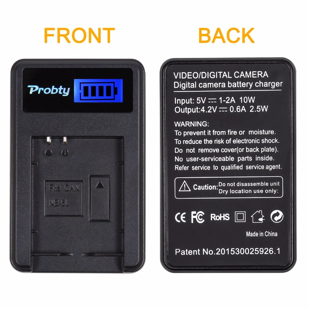 Probty NB-5L NB5L NB 5L LCD USB Charger for Canon Powershot S100 S110 SX230 HS SX210 IS SD790 IS SX200 IS SD800 IS SD850 SD870