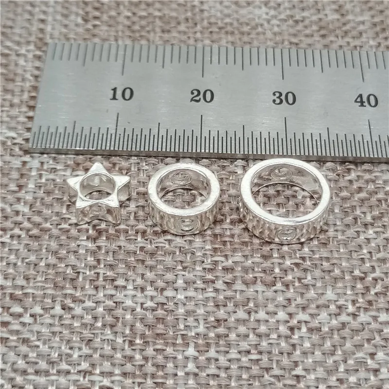 4pcs of 925 Sterling Silver Star and Circle Round Bead Frames for Pearl Beads Jewelry Findings