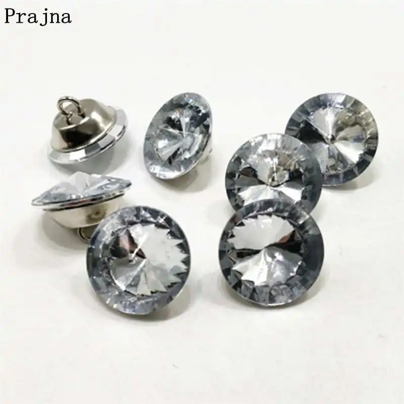 Prajna 50PCS/Lot Rhinestone Buttons 20mm 25mm 30mm Rhinestone Crystal Button For Clothing Sofa Craft Handmade Sewing Accessories