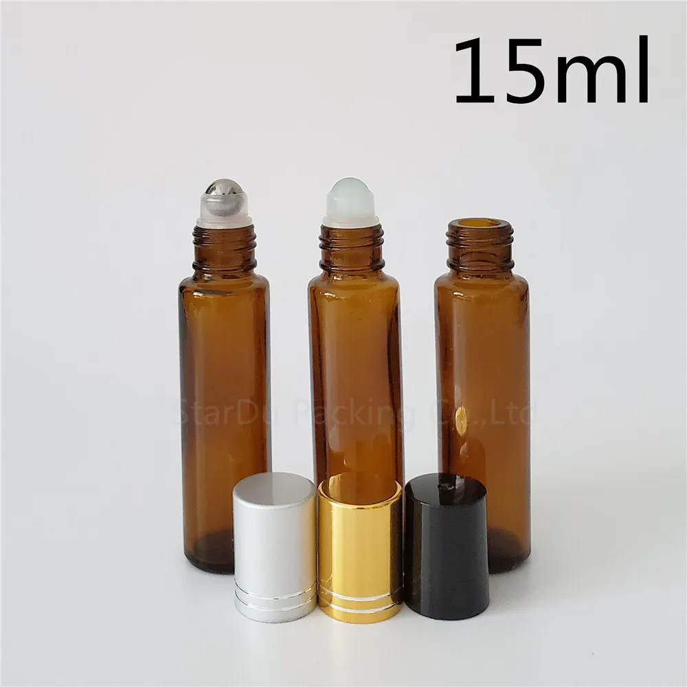 480pcs/lot 15ml Amber Roll On bottle, 15CC Amber Essential Oil Rollon bottle, Small Glass Roller Container