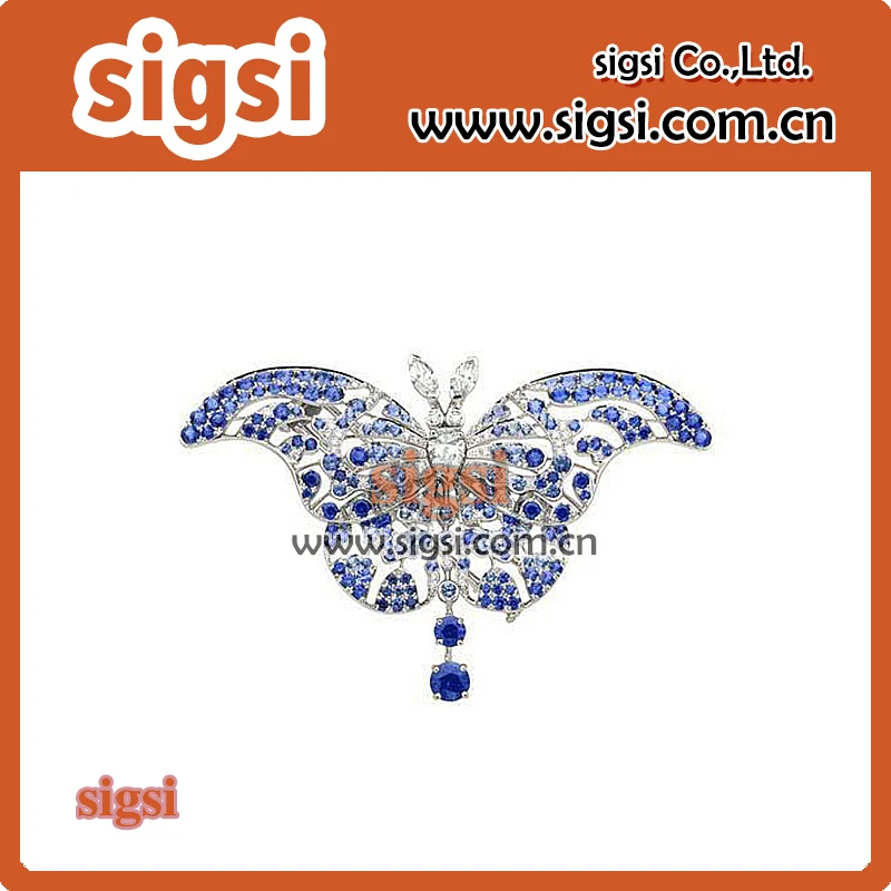 

100pcs Hot sale 48mm rhinestone butterfly animal brooch pin for gift/party