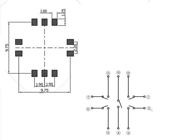 5Pcs 5 way directions 10x10x1.7mm Navigation Push Button SMD Tactile Tact Switch Handy Digital camera Schalter Taster