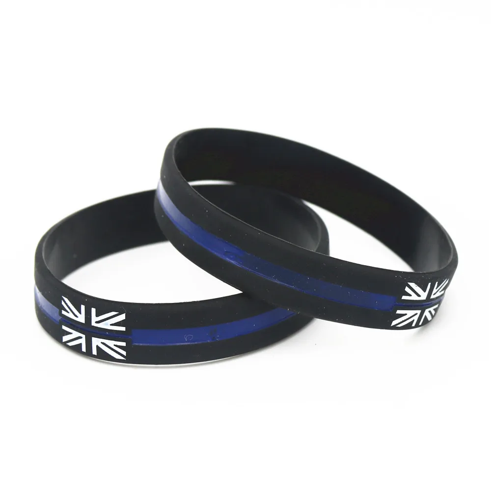 Bracelets en Silicone drapeau anglais, Vintage, noir et bleu, 1 pièce, la grande-bretagne, breloque royaume-uni, Bracelets, cadeaux, SH189