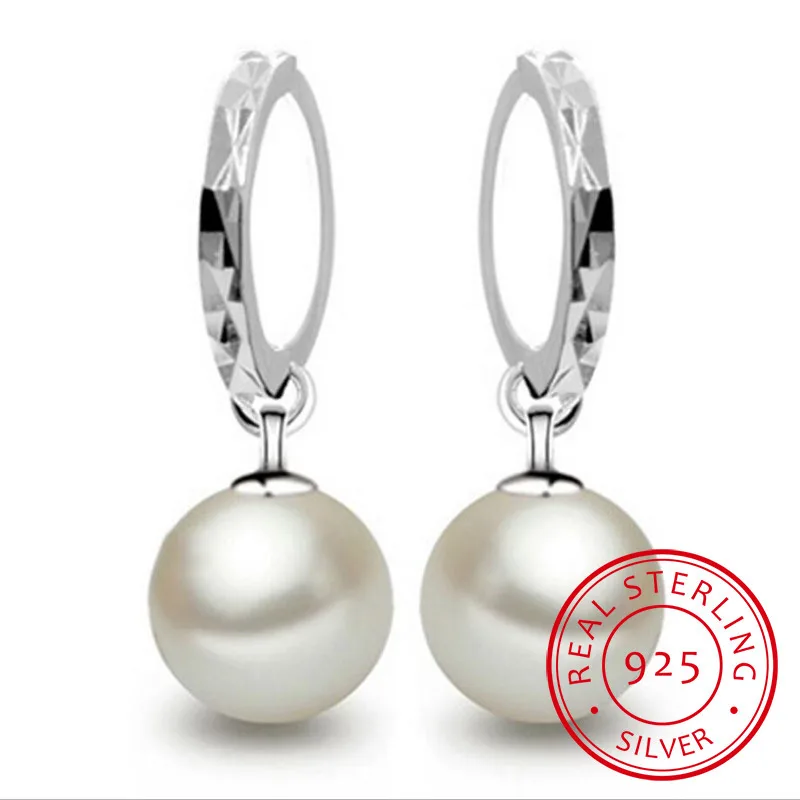 2019 100% Natural Freshwater Pearl Drop Earrings 8-12mm Pearl Jewelry 925 Sterling Silver Jewelry For Women Best Gift