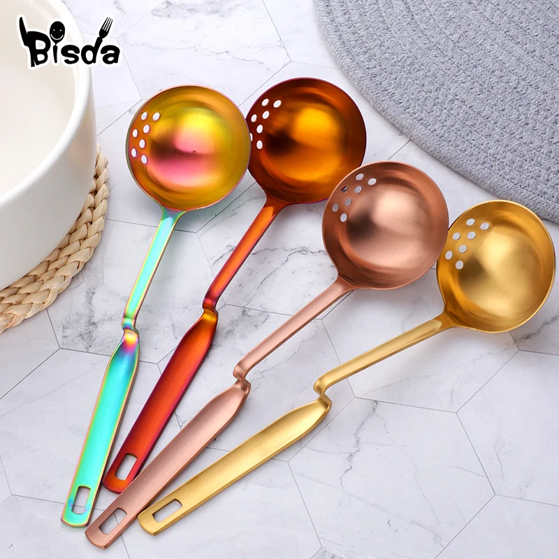 

1/2Pcs Stainless Steel Soup Spoon Z Shape Hangable Colander Long Handle Hot Pot Strainer Ladle Kitchen Cookware Dessert Scoop