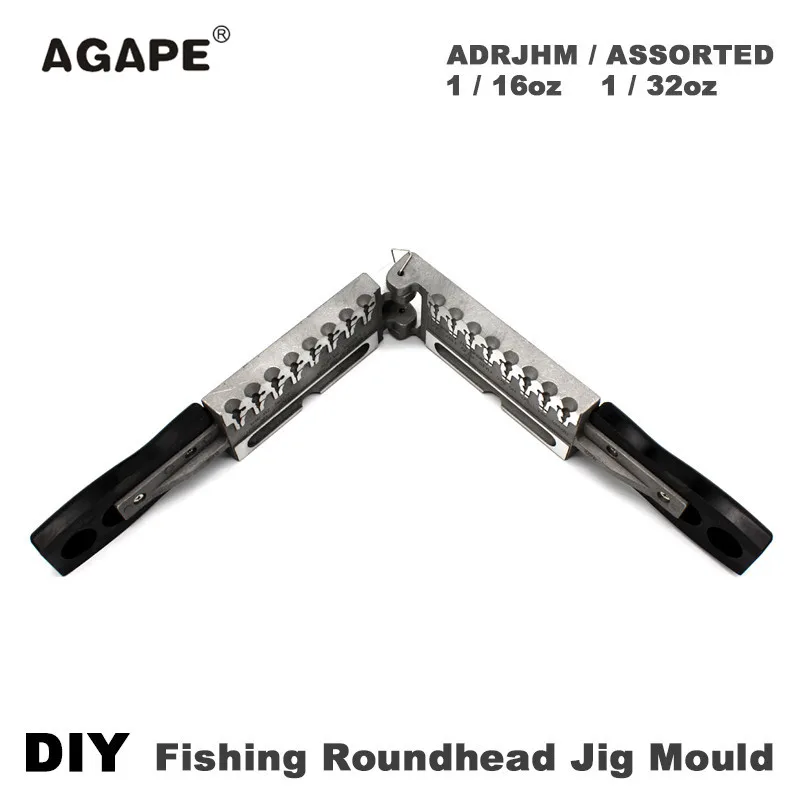 Agape DIY Fishing Roundhead Jig Mould ADRJHM/ASSORTED COMBO 1/16oz(1.75g), 1/32oz(0.875g) 8 Cavities Fishing Accessories