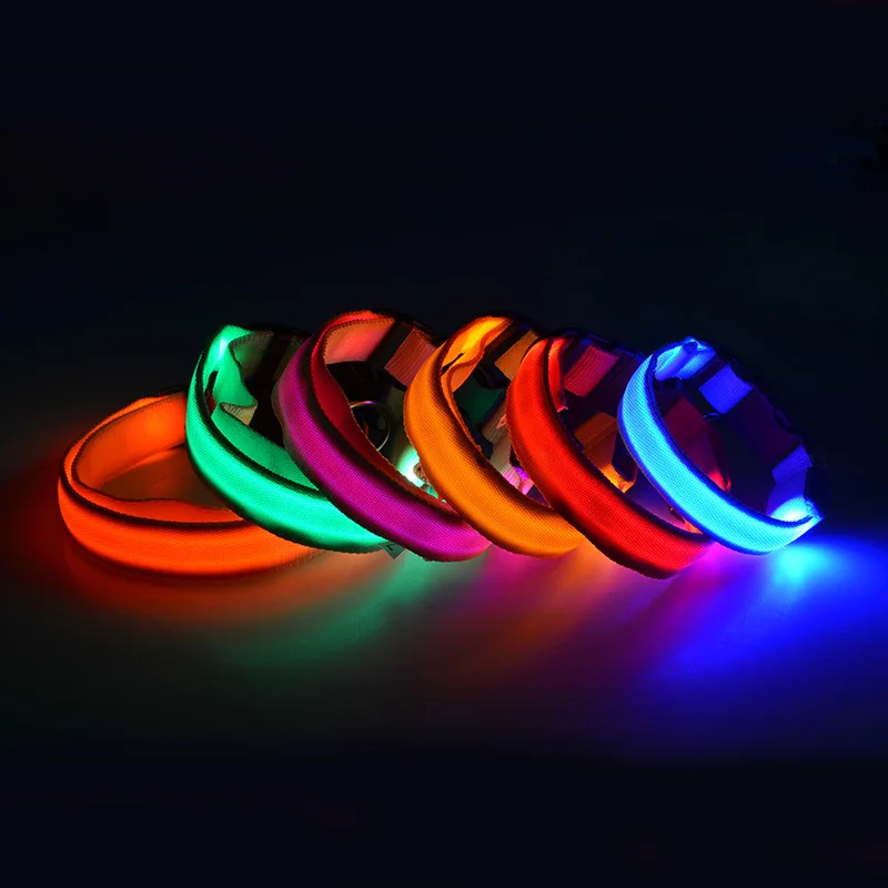 

100pcs/lot Multi Color Size Dog Collar Flashing USB LED Pet Collar Rechargeable Nylon Puppy Dog Collar Glowing Necklace ZA1148