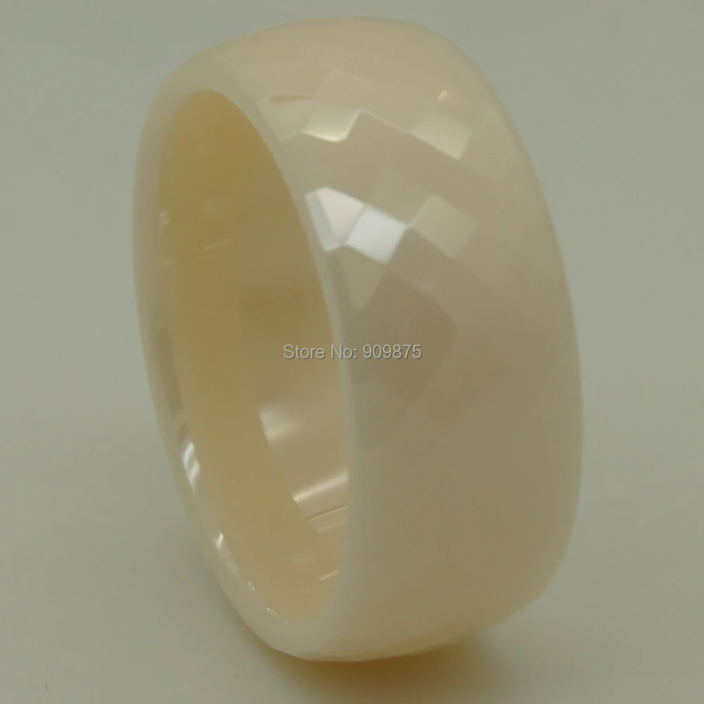 rare pearl ivory color 8mm classic multi facett  hi-tech scratch proof ceramic ring