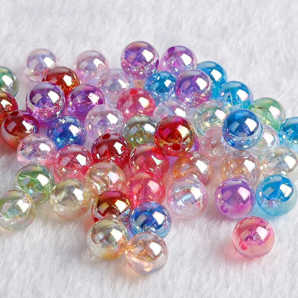 6 8 10mm 50-100pcs AB Color Round Acrylic Bead Mix Rainbow Colors Loose Spacer Beads For Jewelry Making DIY Bracelet