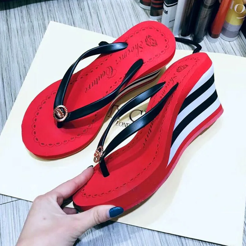 clip toe flip flops woman wedge slippers shoes woman designer slides women 2024 flipflops wedges dames summer slipers ladies