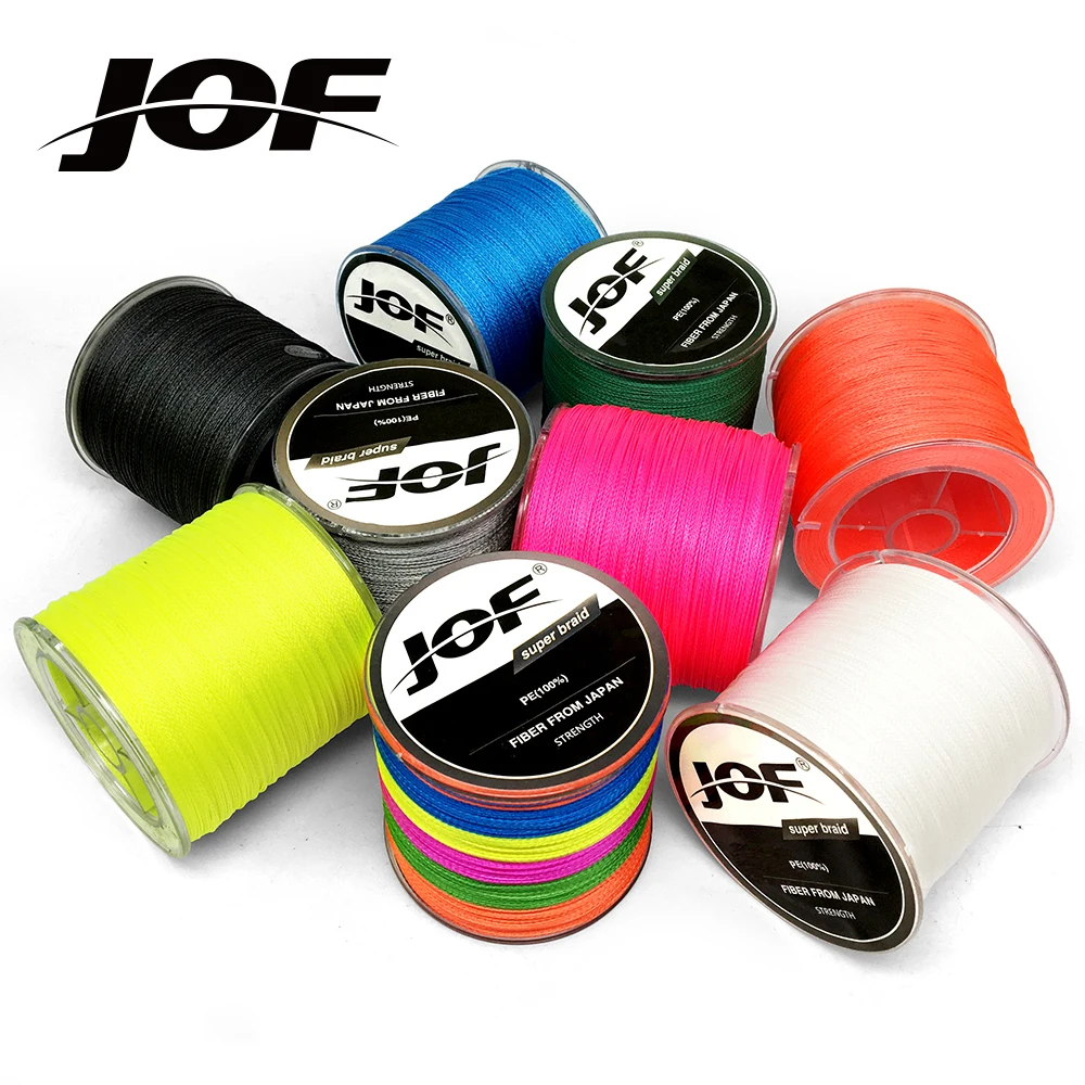 JOF 300M 500M 1000M 8 brins 4 brins 10-80LB PE tressé fil de pêche Multifilament Super fort ligne de pêche japon multicolore