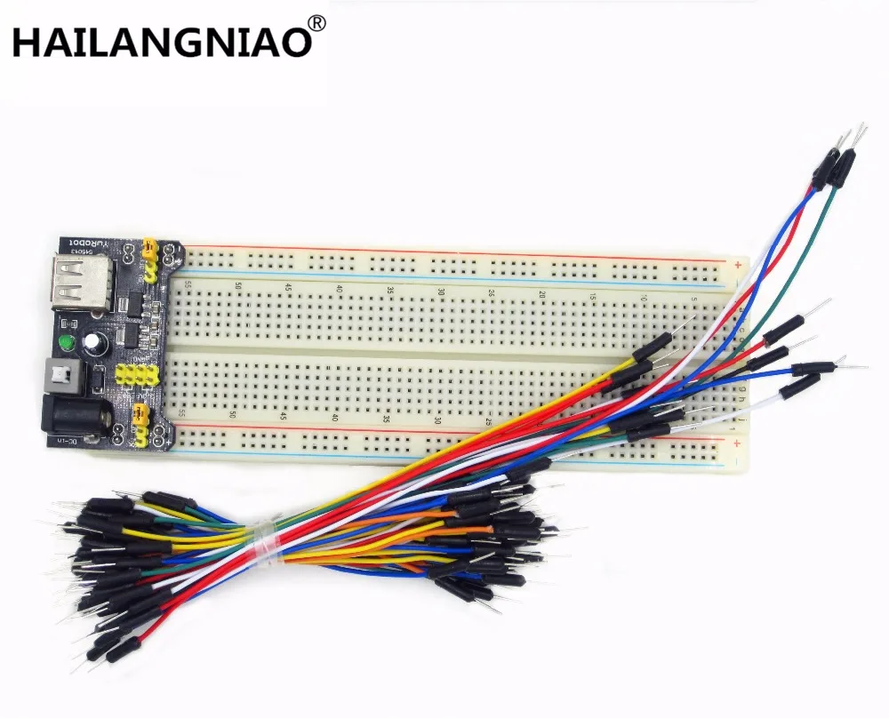 5set 3.3V/5V MB102 Breadboard power module+MB-102 830 points Solderless Prototype Bread board kit +65 Flexible jumper wire