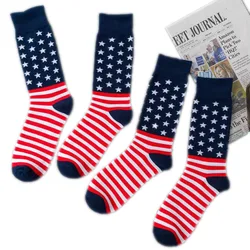 Calcetines de algodón a rayas de la bandera americana de Trump, calcetines deportivos, 1 par