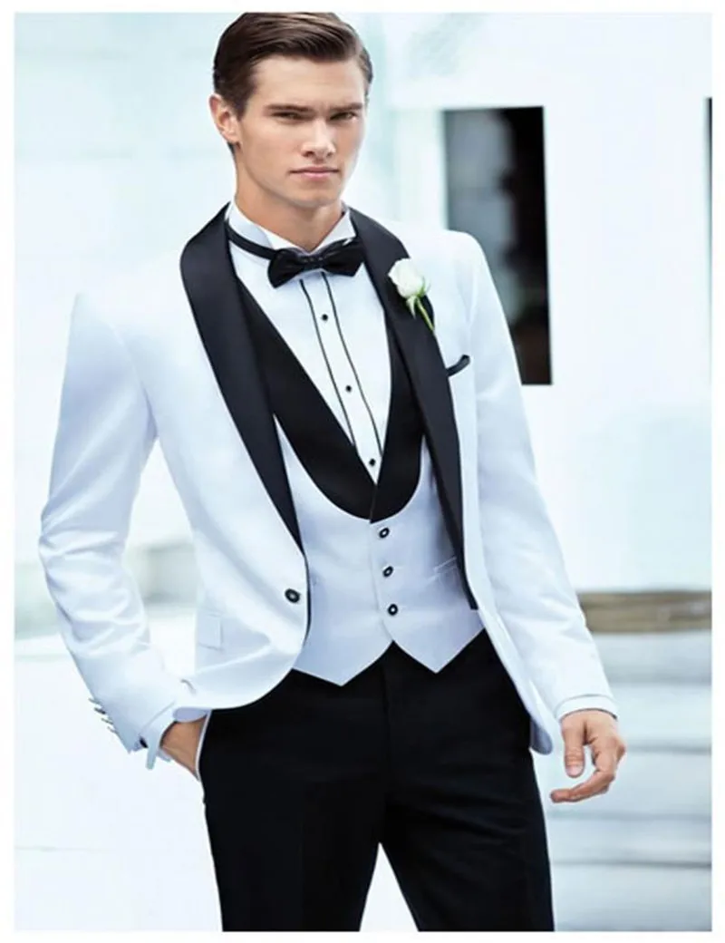 

white wedding suits tuxedo Jacket+Pants+Tie+Vest Formal Suits Groomsmen suits Custom Made Best Men Suits tuxedo custom