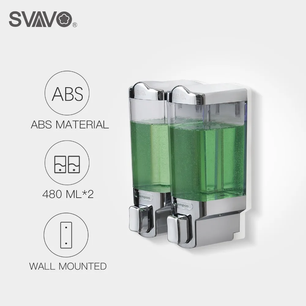 

SVAVO Manual Liquid SoapDispenser 480ml*2 Double Liquid Soap Dispenser Bathroom Kitchen accessories Hand Pressing Soap Dispenser