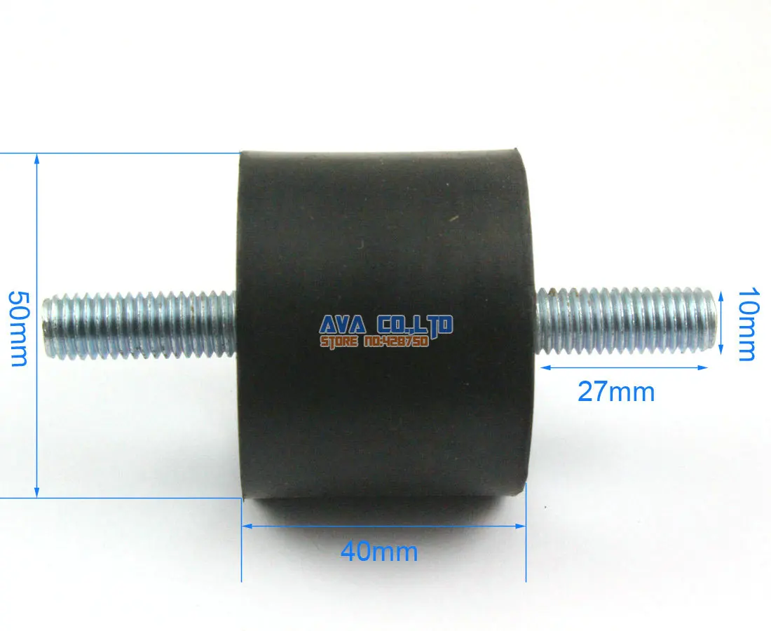 2 Pieces 50*40mm M10*27mm Double End Male Rubber Anti Vibration Mount Bobbin Isolator