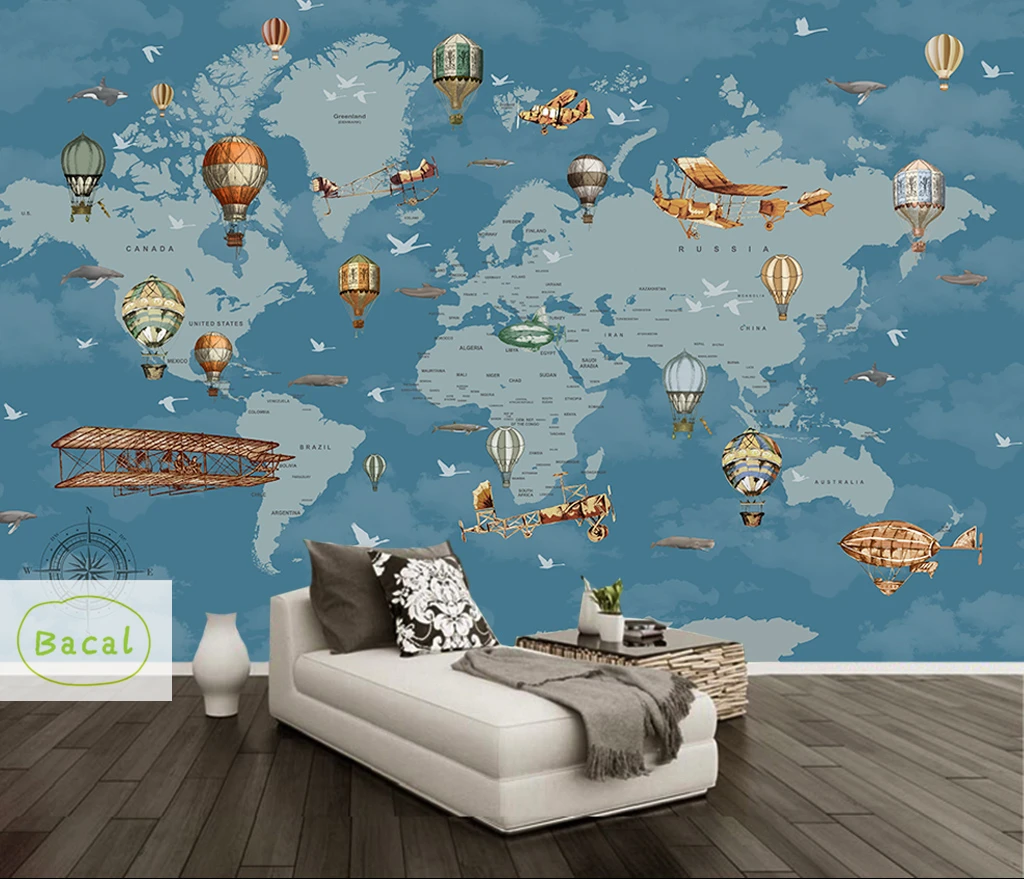 

Bacal Custom modern fashion 5D wallpapers airplane hot air balloon bedroom background wall papers home decor 3D mural wallpaper