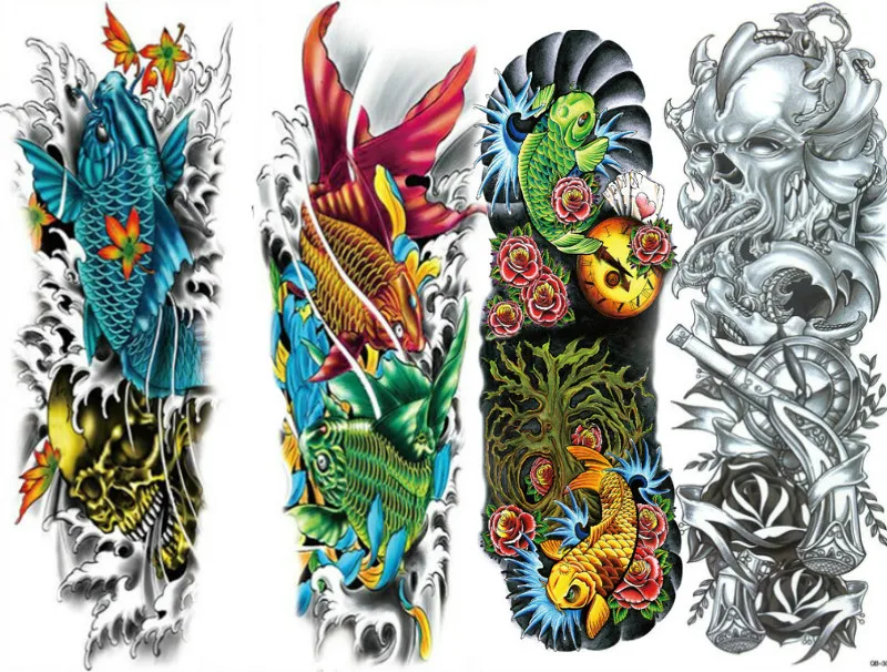 50PCS amazing temporary tattoos men large full arm sleeve tattoo god wolf moon dragon lion king tiger forest big body tattoo