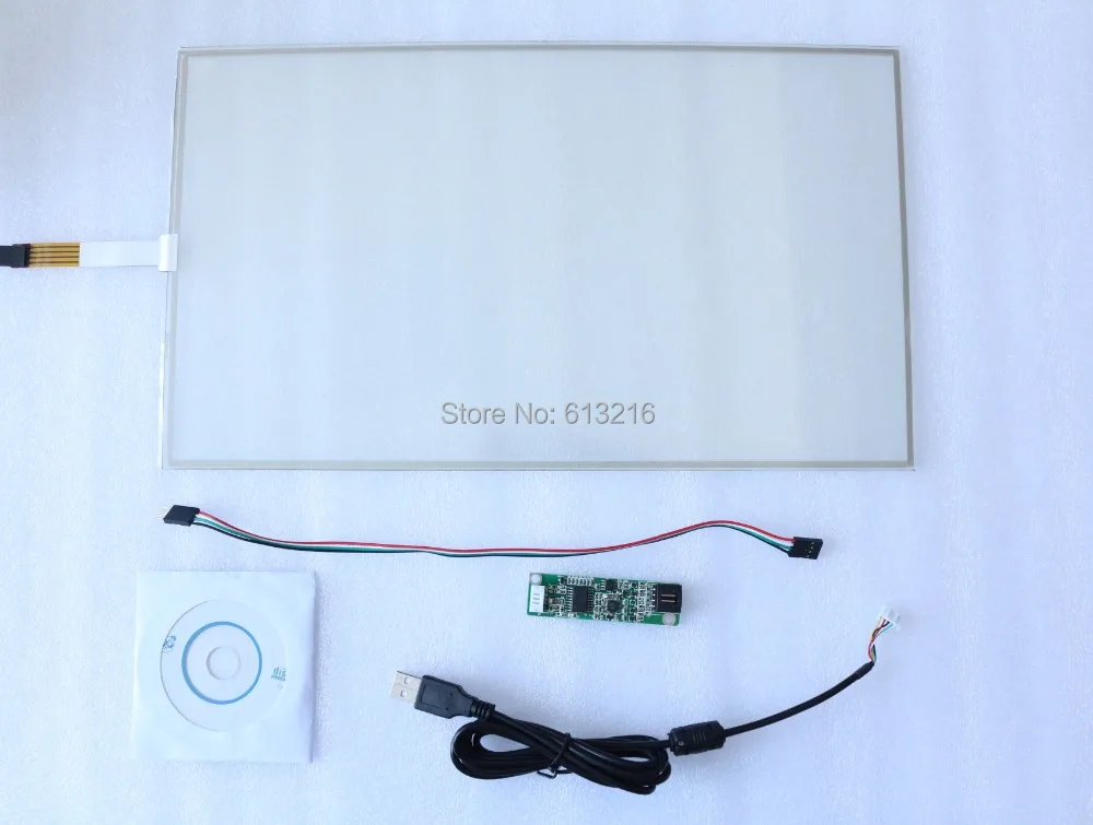 15.6 inch 4-Wire 16:9 Resistive Touch Panel + USB port Controller card +CD Room work with 15.6 inch LCD panel