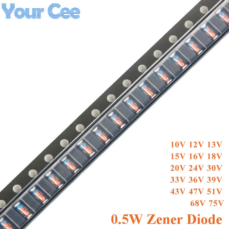 20pcs 1/2W 0.5W SMD Zener Diode 10V 12V 13V 15V 16V 18V 20V 24V 30V 33V 36V 39V 43V 47V 51V 68V 75V