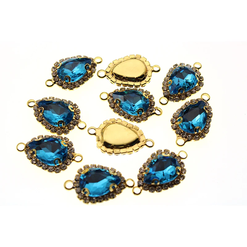 10Pcs Crystal Rhinestone Water Drop Charms Connectors for Necklace Earrings Pendants Findings DIY Jewelry Making Accessories
