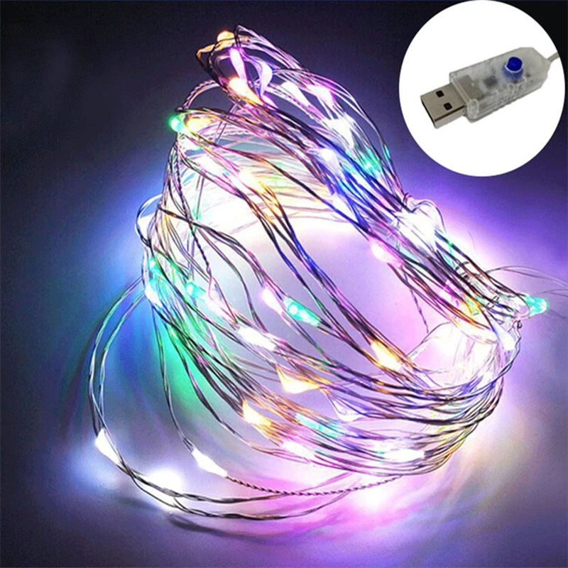 LED RGB Dây Đèn Chống Nước 5M 50 Đèn LED 10M 100 Đèn LED USB 4.5V Tiên Giáng Sinh Dây Đảng đám Cưới Ngày Lễ Có Điều Khiển Từ Xa