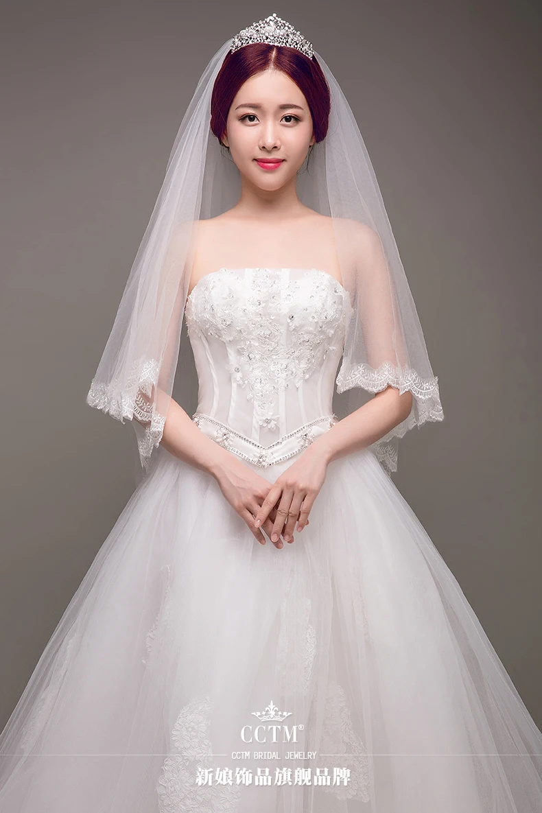 2022 Free to send White/Ivory/ Two Layers Short Wedding Veils With Comb TS01426