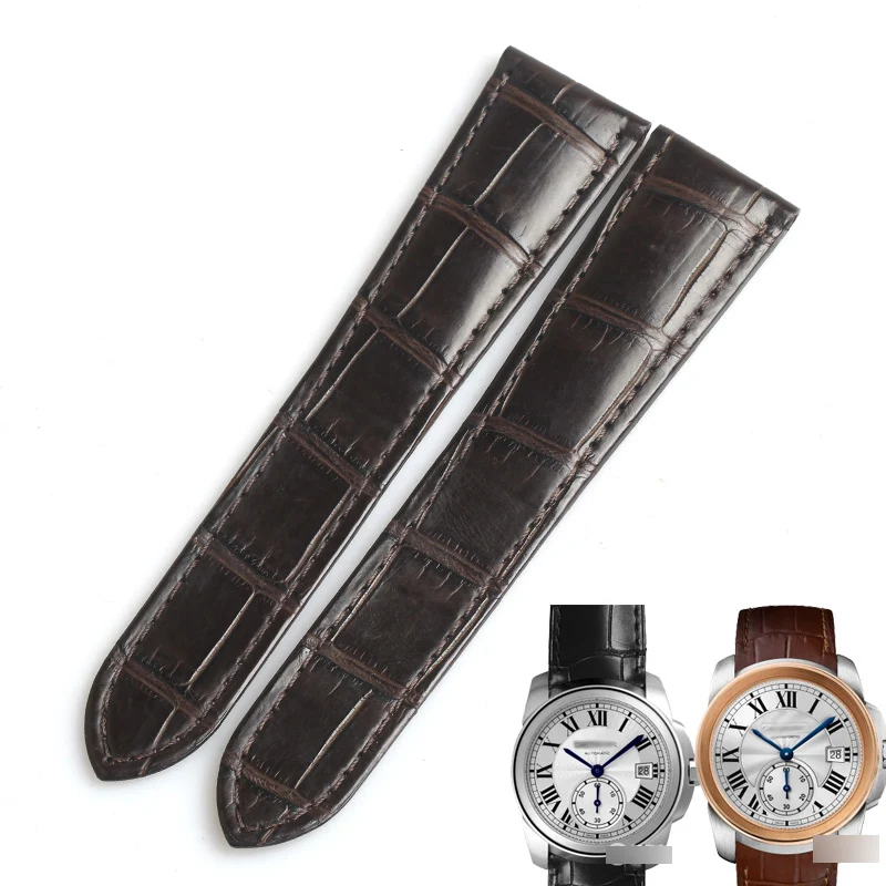 

WENTULA watchbands for CALIBRED CARTIER WSCA0003 alligator skin /crocodile grain Leather leather strap