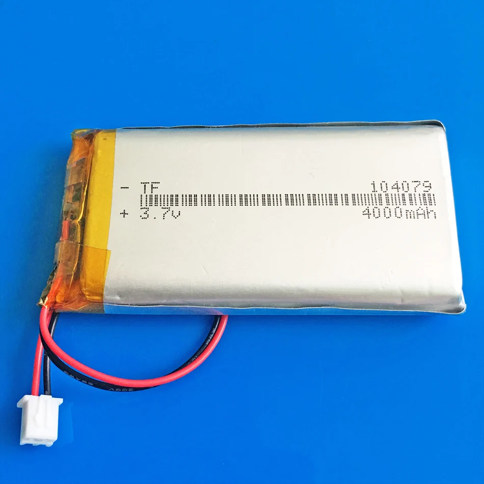 3.7 فولت 4000 مللي أمبير بطارية ليثيوم ليبو بوليمر قابلة للشحن 104079   + JST XHR 2.54 مم 2pin لبنك الطاقة للكمبيوتر اللوحي GPS DVD PAD