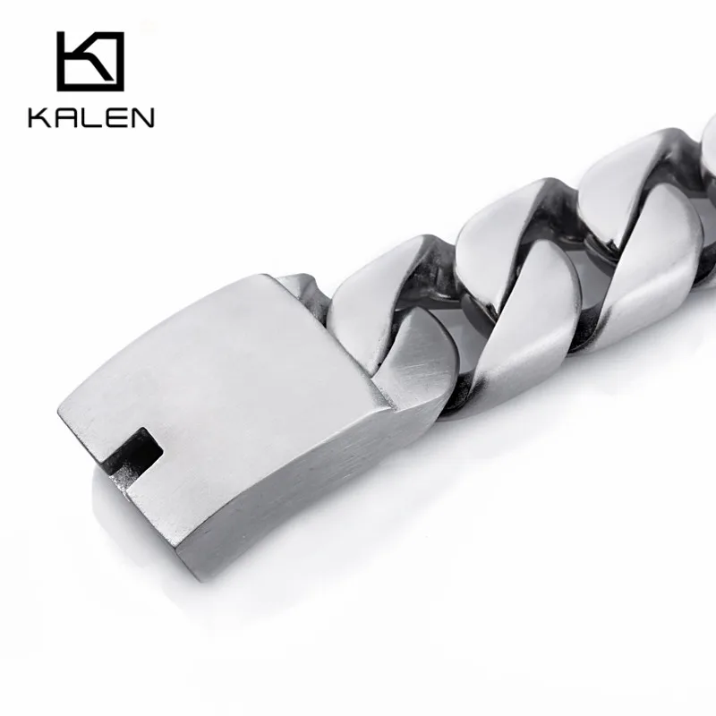 KALEN Heavy Chunky Cuban Link Chain Bracelet Jewelry High Quality Stainless Steel Brushed Matte Bracelet Men Accessories 2020