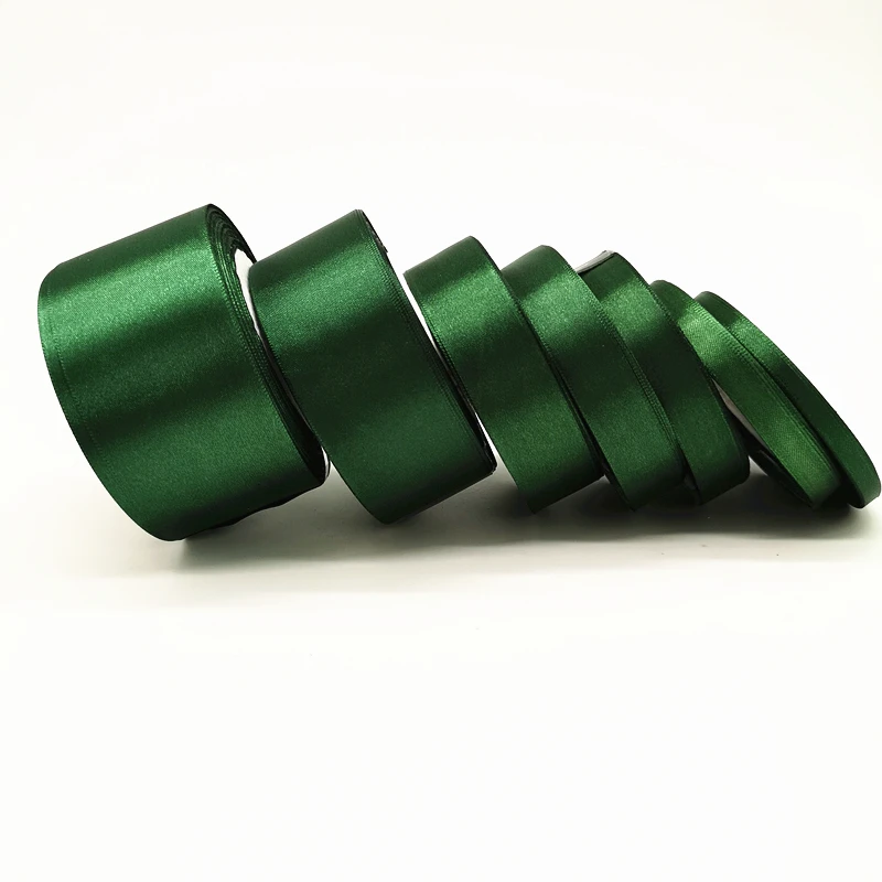 25 Yards 6 10 15 20 25 38 50mm Silk Satin Ribbon For Wedding Party Decoration Invitation Card Gift Wrapping Supplies #Dark Green