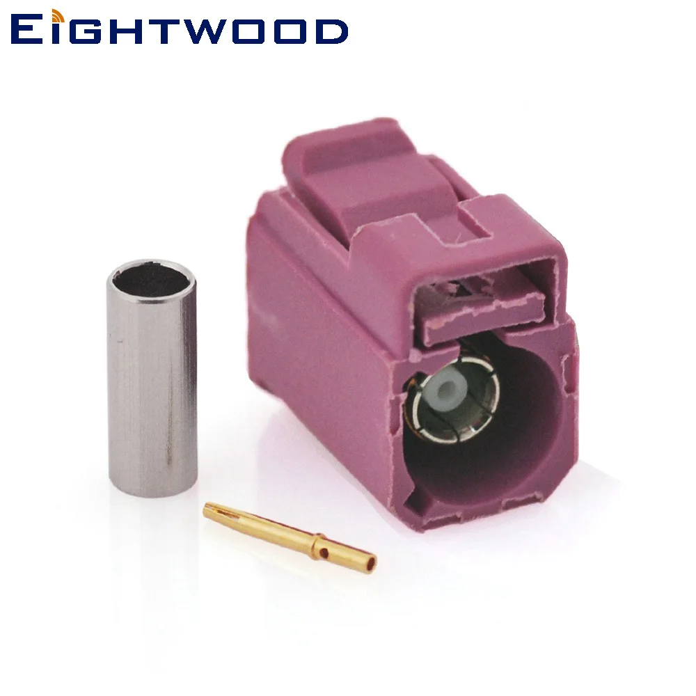 Eightwood 5PCS Fakra Crimp Jack Female Socket RF Coaxial Connector GPS Telematic Code H Violet/4003 for RG316 RG174 LMR100 Cable