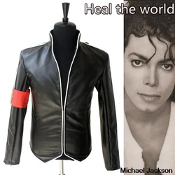 In Memory MJ Michael Jackson Heal the World Handsome Punk With Red Armband England Military Jacket Outwear Collection