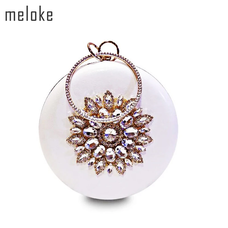 2023 Round Shaped Evening Clutch Luxury Diamond Sunflowers Banquet Bags With Chain Clutch Purse For Ladies MN759