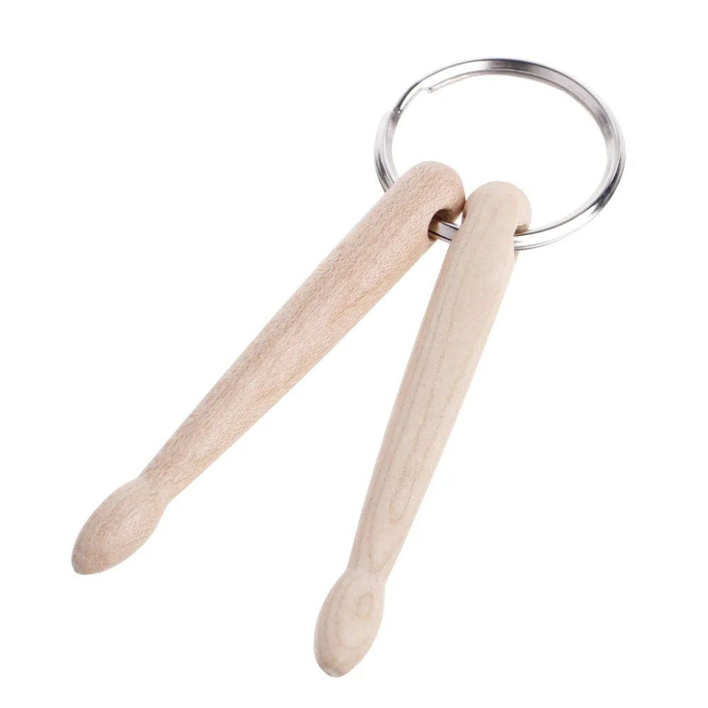 Wood Drumsticks Percussion Key Ring Chain Keyrings Mini Drum Sticks Keychain