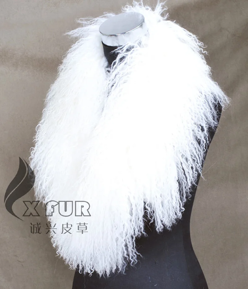 COLLAR-S11 Long Hair Fashion Garments Decaration Warmer Mongolian Lamb Real Fur Collars Scarf