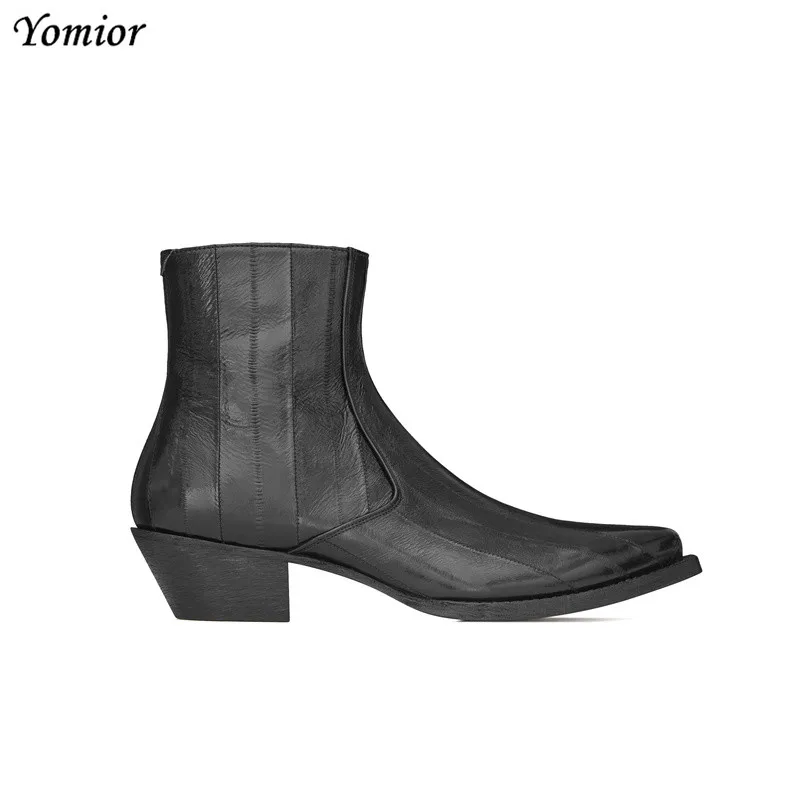 Yomior Genuine Leather Pointed Toe Men Ankle Boots Fashion British Comfortable Chelsea Boots Casual Vintage Party Gentleman Boot