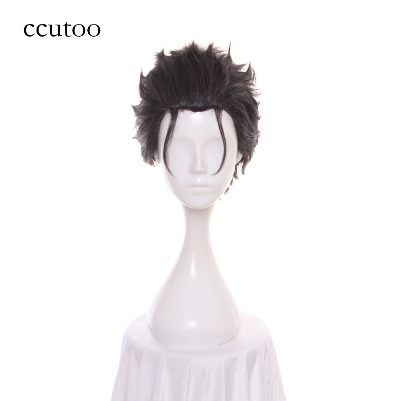 ccutoo 12inch Men\'s Black Grey Mix Hair Re:Zero kara Hajimeru Isekai Seikatsu Subaru Natsuki Short Synthetic Cosplay Wig