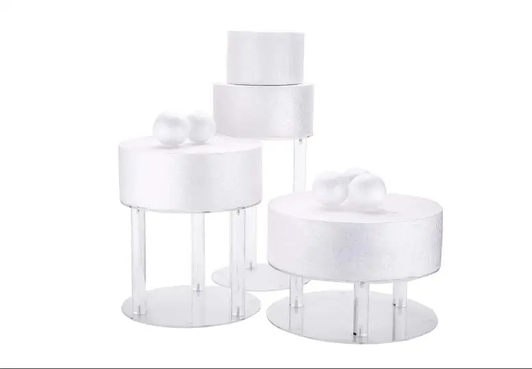 Factory direct customizable 3-layer round transparent acrylic wedding birthday cake display stand