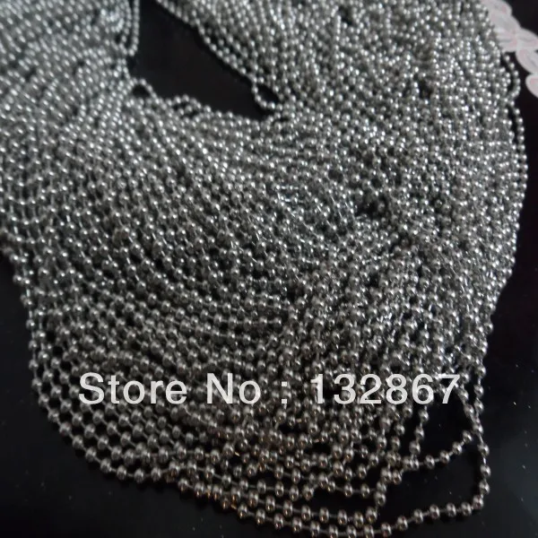 

Lot 50 meters 2mm Stainless steel ball beads chains.DIY necklace jewelry finding Lead and Nickel Free