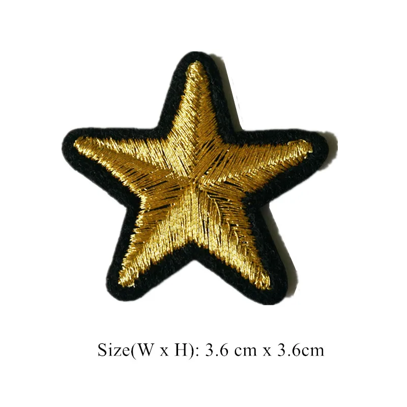 10PCS Gold Stars Embroidered Patches Sew Iron On Badges For Dress Bag Jeans Hat T Shirt DIY Appliques Craft Decoration