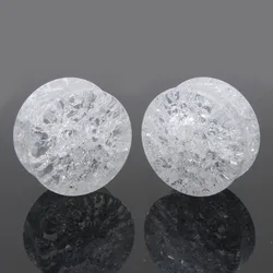 Crazy Fashion 1 Pair White Clear Crack Shatter Stone Double Flared Tunnel Plugs Ear Stretcher Expander Gauges Piercing Jewelry