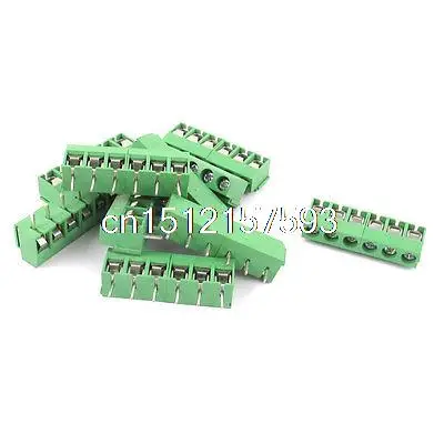 10Pcs 6 Pin 5mm Pitch Screw Terminal Block Connector