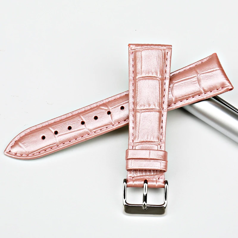 MAIKES Special Beautiful Pink Watch Band/Bracelet Genuine Cow Leather Women 14 16 18 20 22 mm Strap